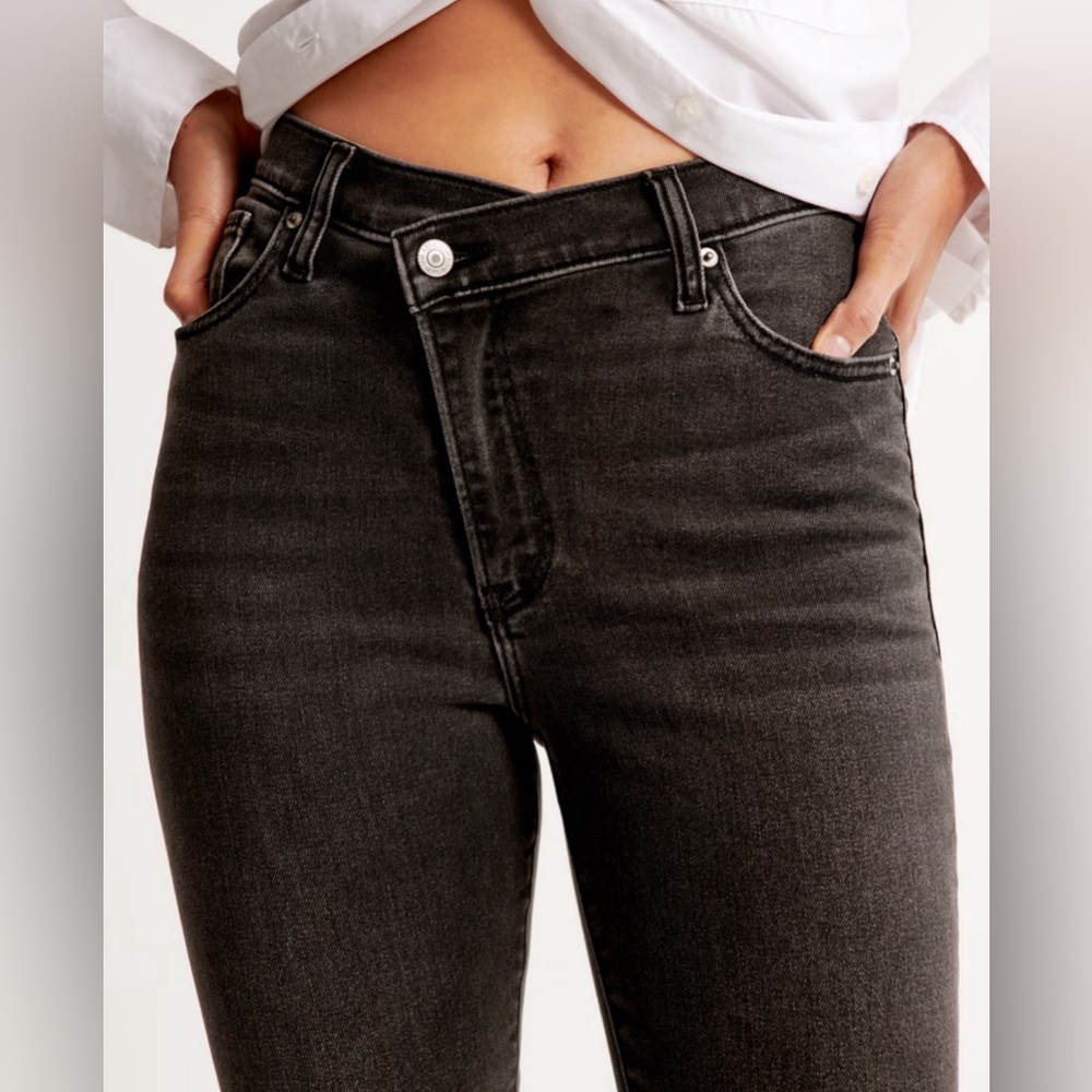 Abercrombie slim straight jeans criss-cross waistband